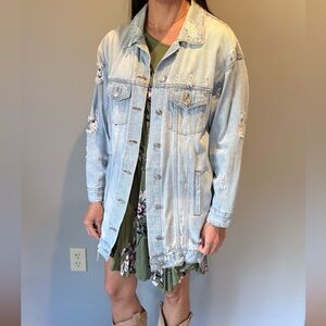 Mono B Light Blue Ripped Denim Jacket